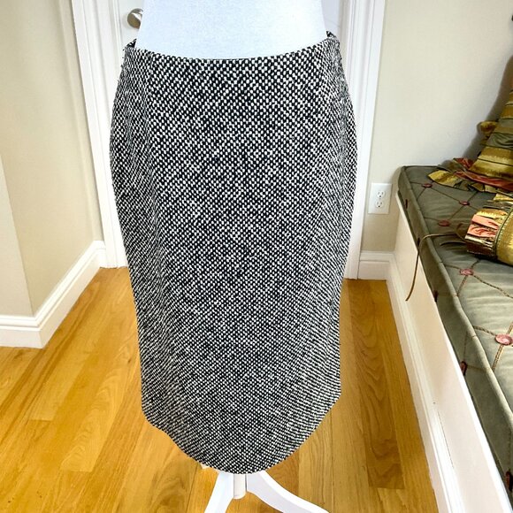 Kors Michael Kors Skirt Wool Pencil Tweed Check Black White Italy (6) - Picture 1 of 8